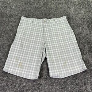 Nike Golf Shorts Mens 36 Gray Check Dri-Fit Performance Stretch Pockets